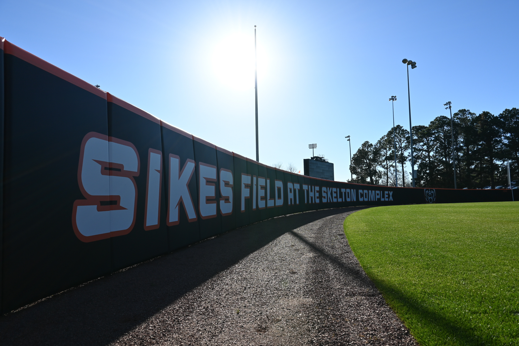 outfield wall says sikes field at the skelton complex
