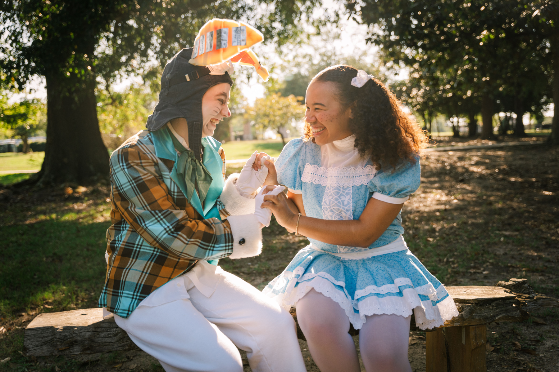 students dress as alice and the white rabbit