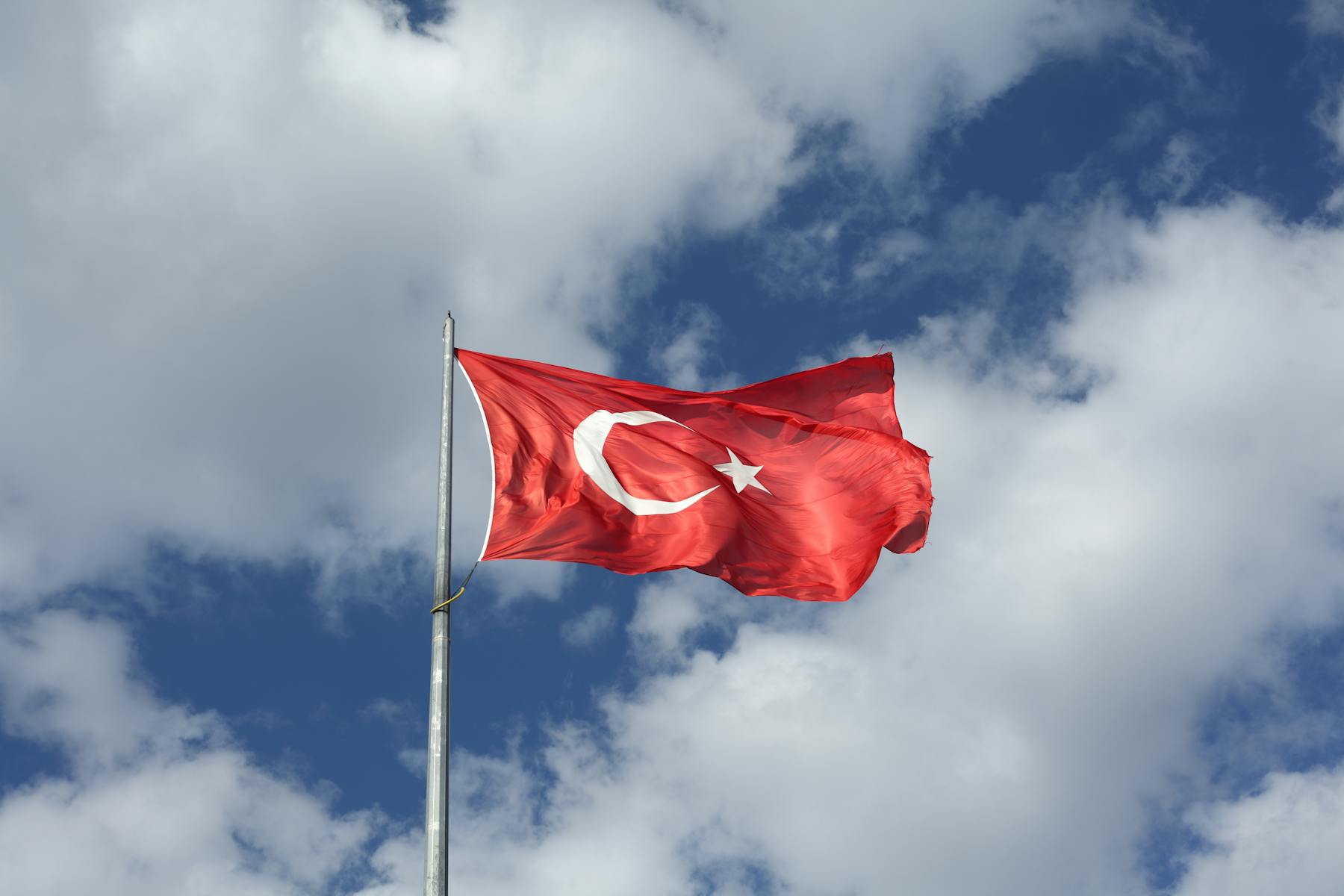 Turkey's flag, featuring a white crescent and star on a red background