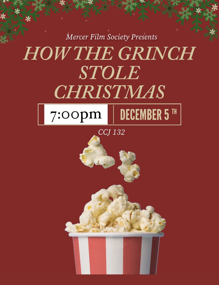 Promotional poster for a screening of "How the Grinch Stole Christmas" at 7 p.m. Dec. 5 in CCJ 132.