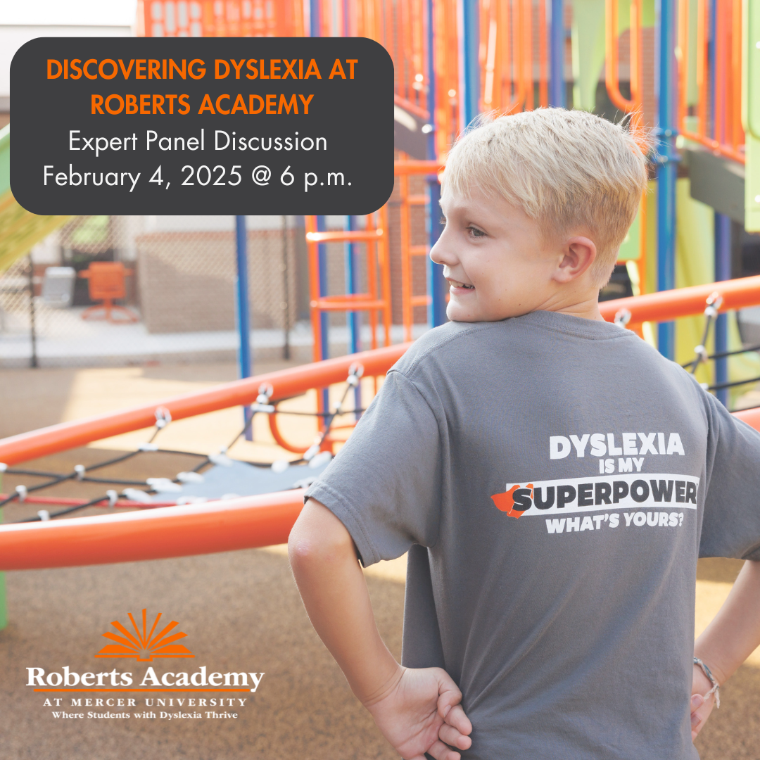 A child on a playground wears a T-shirt that reads 'Dyslexia is my SUPERPOWER. What's yours?'