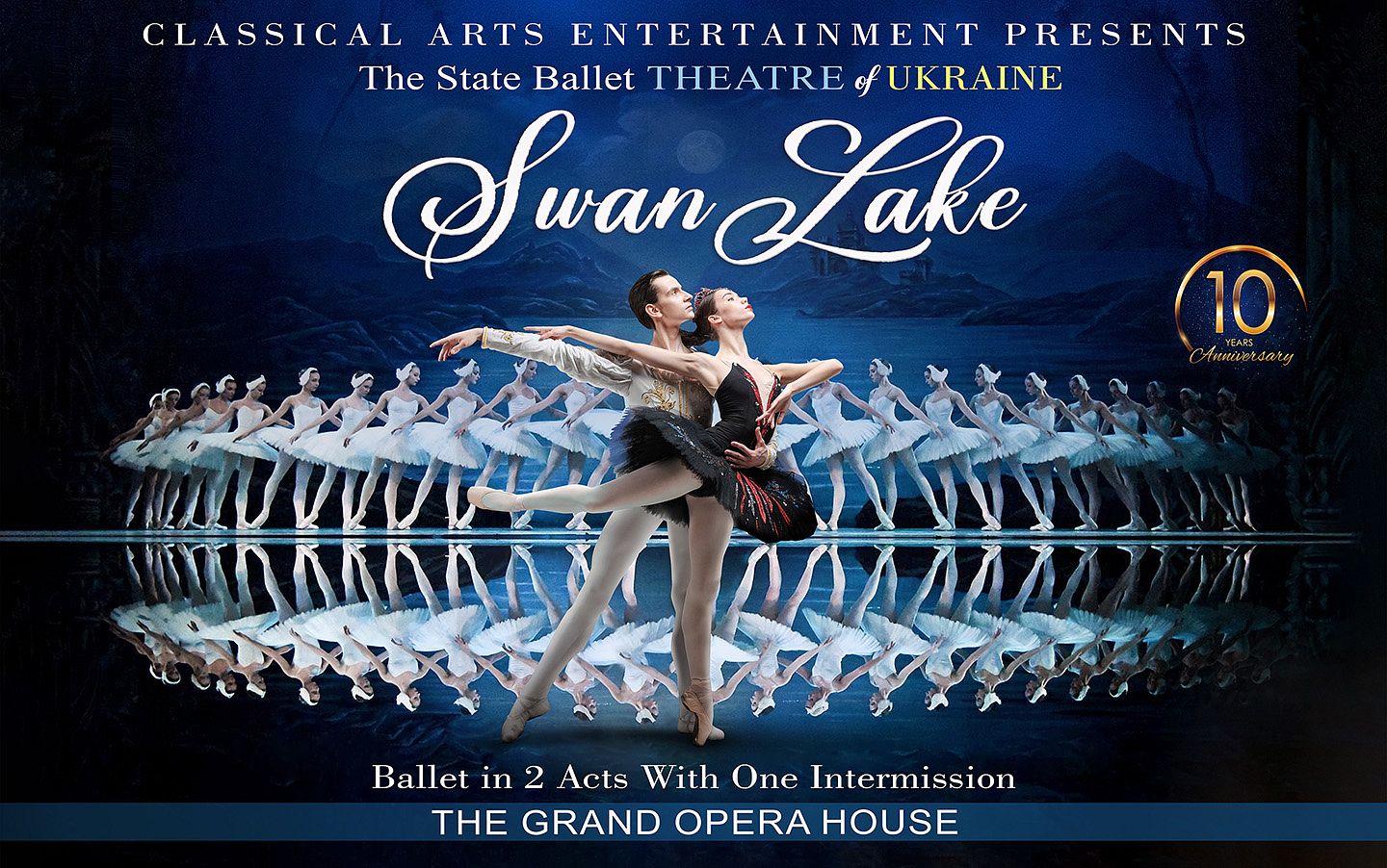 Poster for Swan Lake featuring ballet dancers.