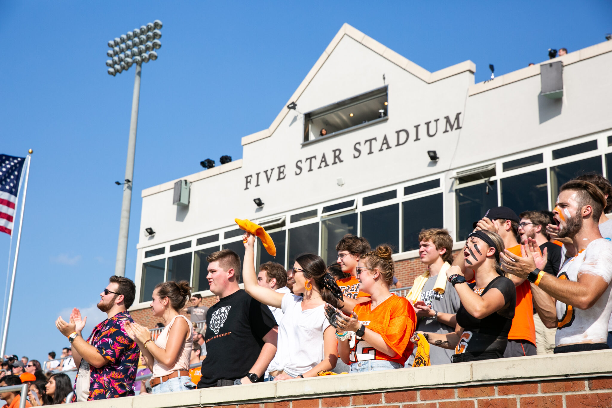 Mercer fans cheering at Five Star Stadium.