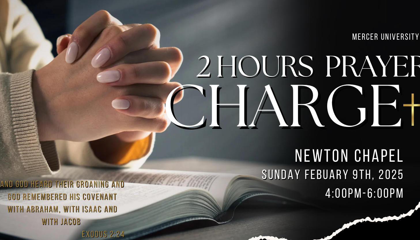 Promo for 2 hours prayer charge featuring hands clasped together.