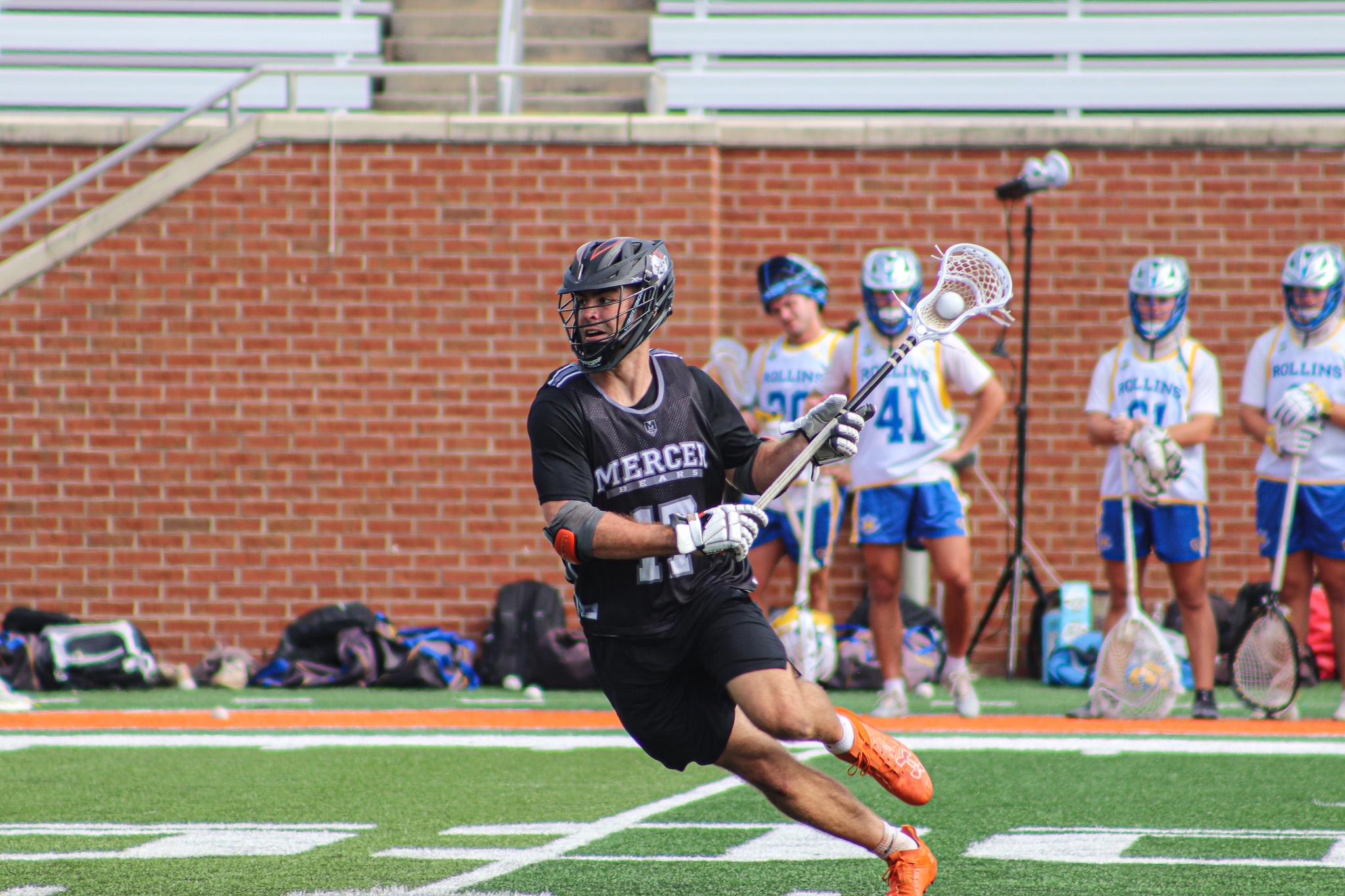 Mercer men's lacrosse player during a game.