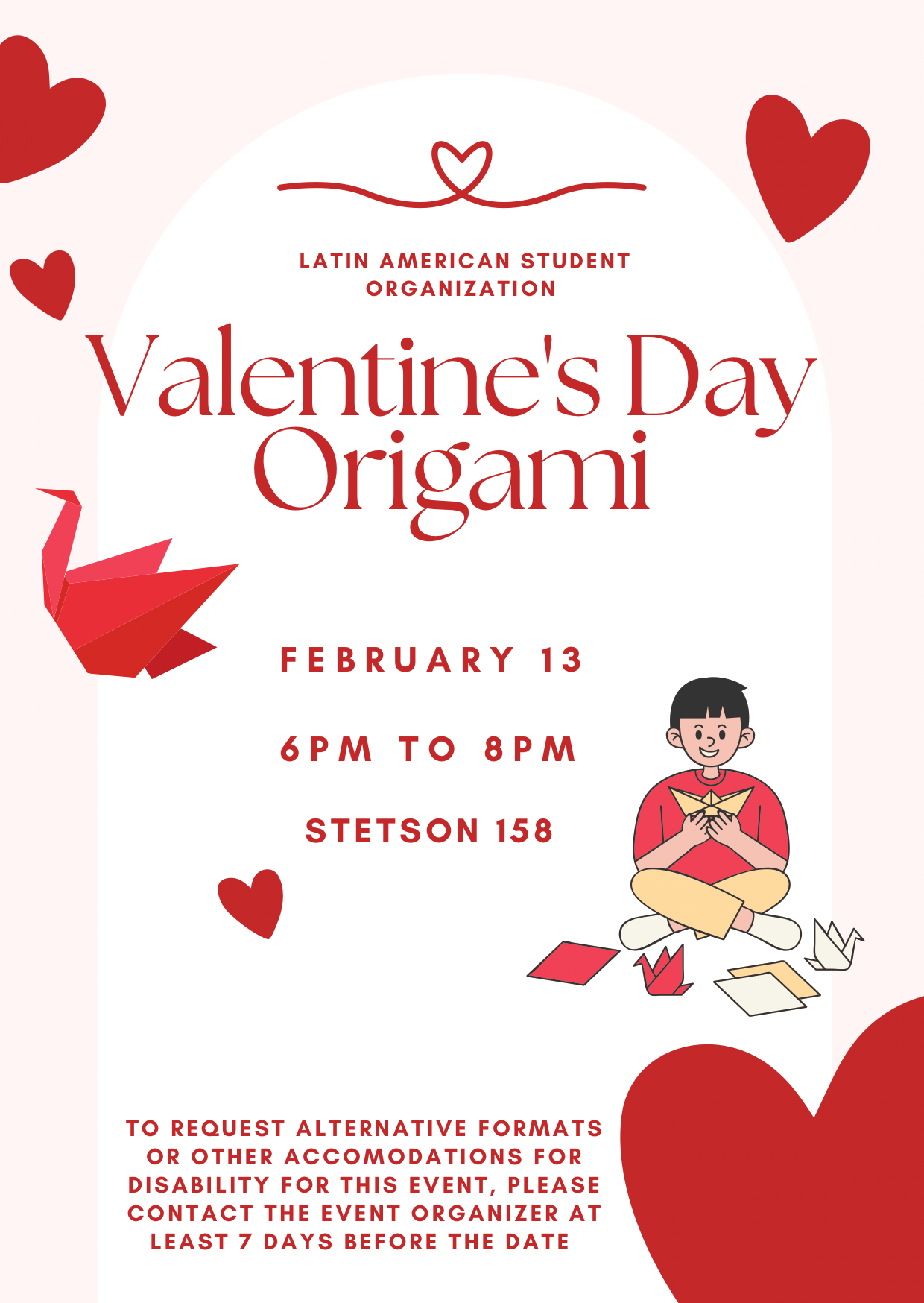 Promotional poster for Valentine's Day origami.