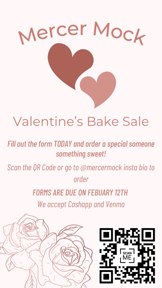 Poster for a Valentine's Bake Sale.