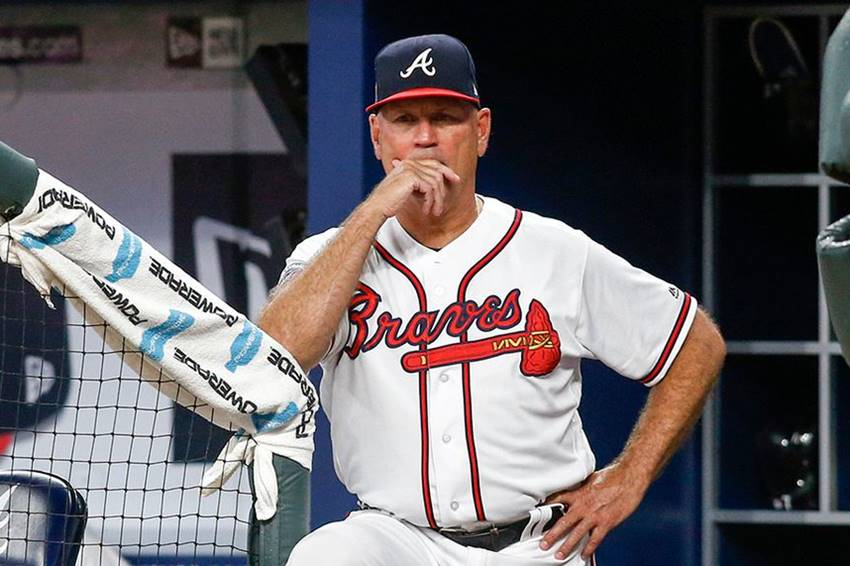 Brian Snitker in a Braves uniform.