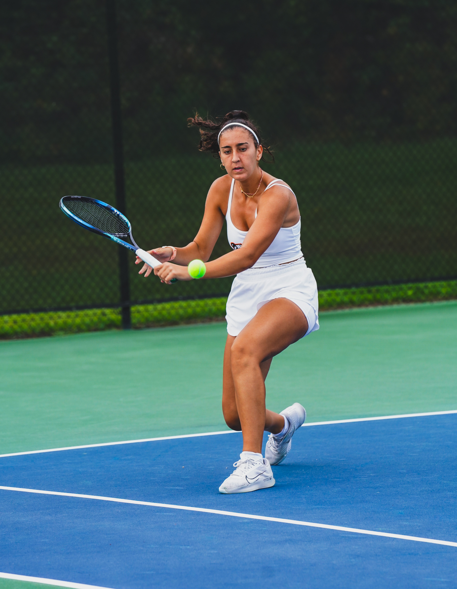 Mercer women's tennis player during a match.