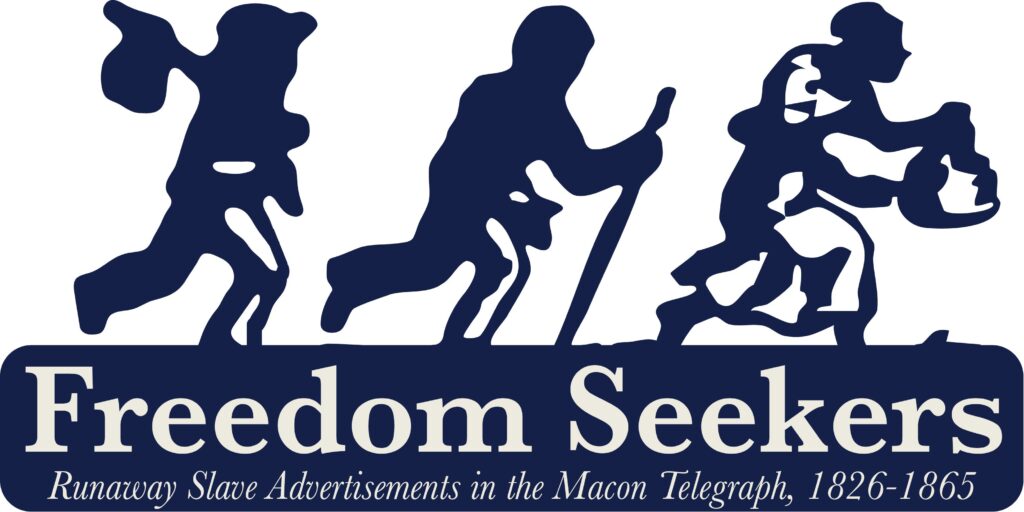 Freedom Seekers graphic featuring silhouettes of runaway slaves.