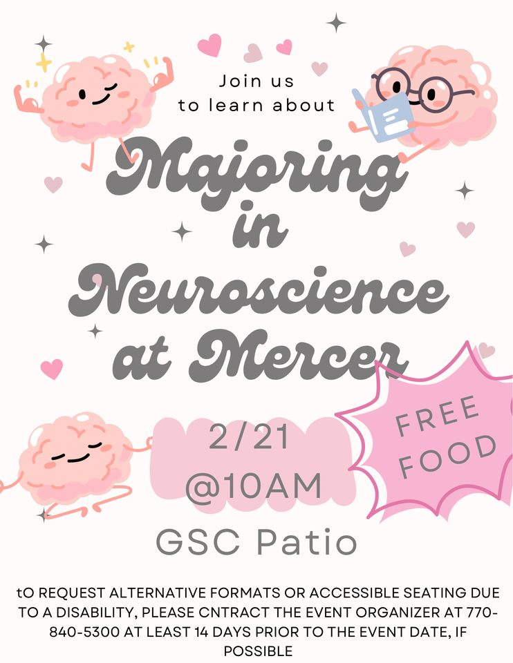 Poster promoting the event "Majoring in Neuroscience at Mercer."