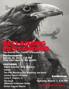 Promotional poster for Reclaiming Ebo Landing event.