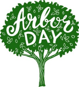 A graphic of a tree with the words "Arbor Day" among the leaves.