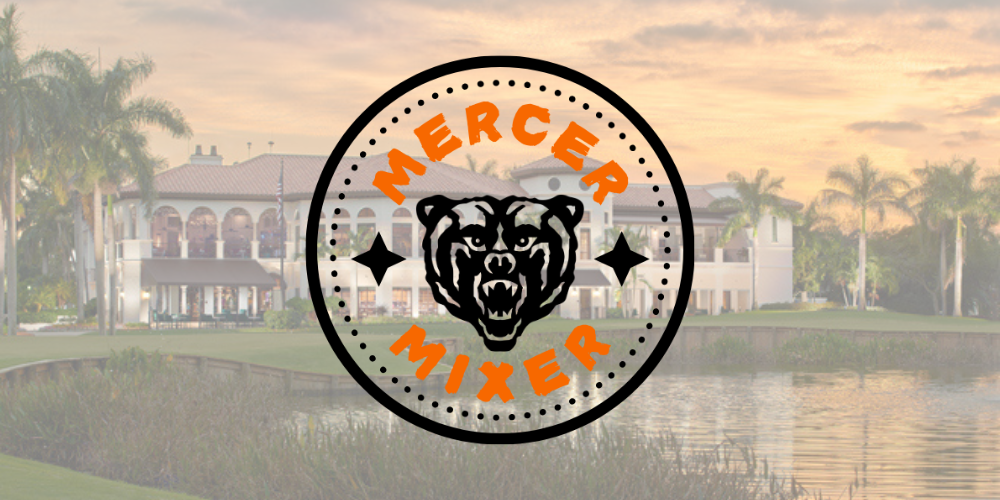 Mercer Mixer logo on the foreground of a photo of a country club.