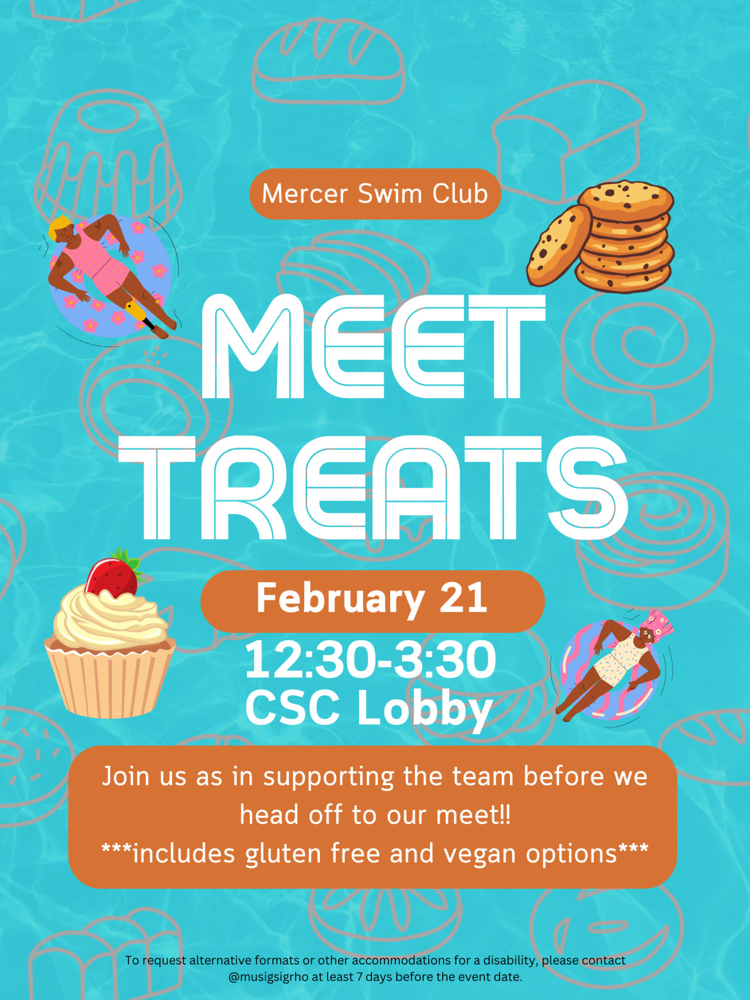 Promotional poster for Meet Treats Bake Sale.