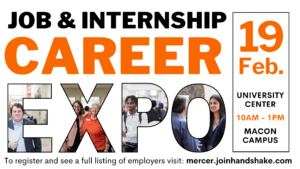 Promotional graphic for the Job and Internship Career Expo
