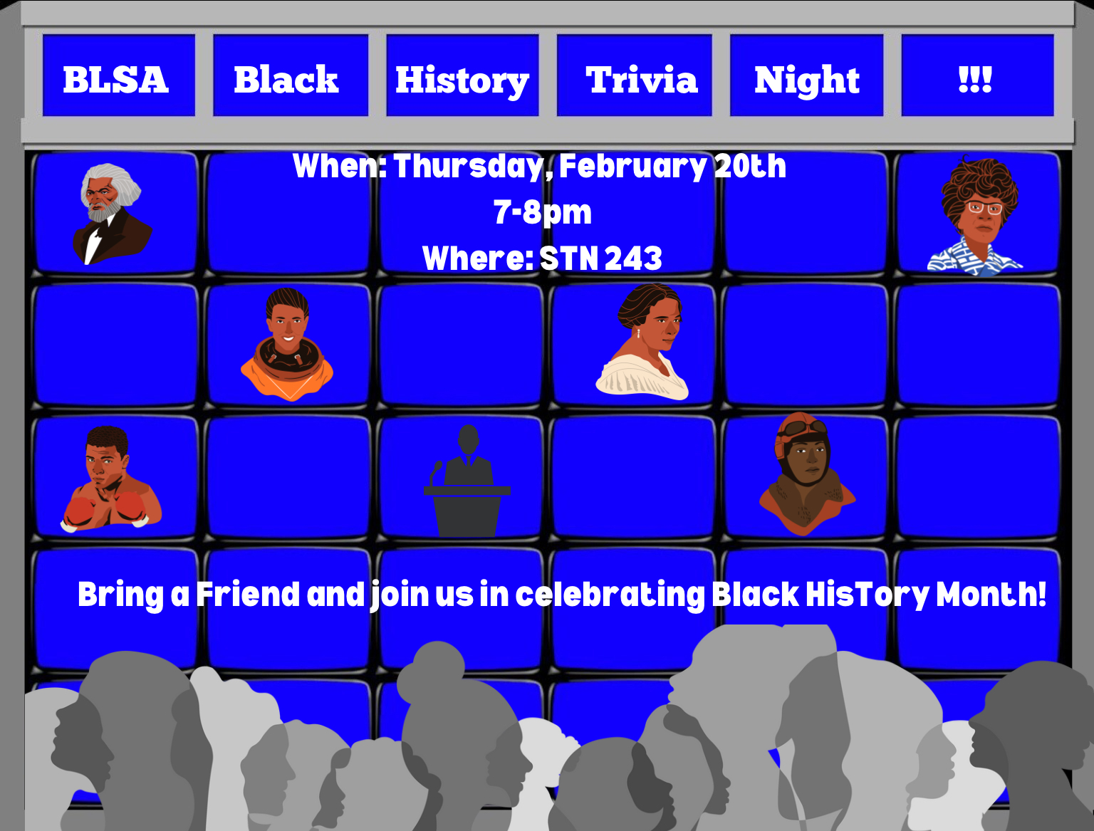 Promotional poster for BLSA Black History Trivia Night.