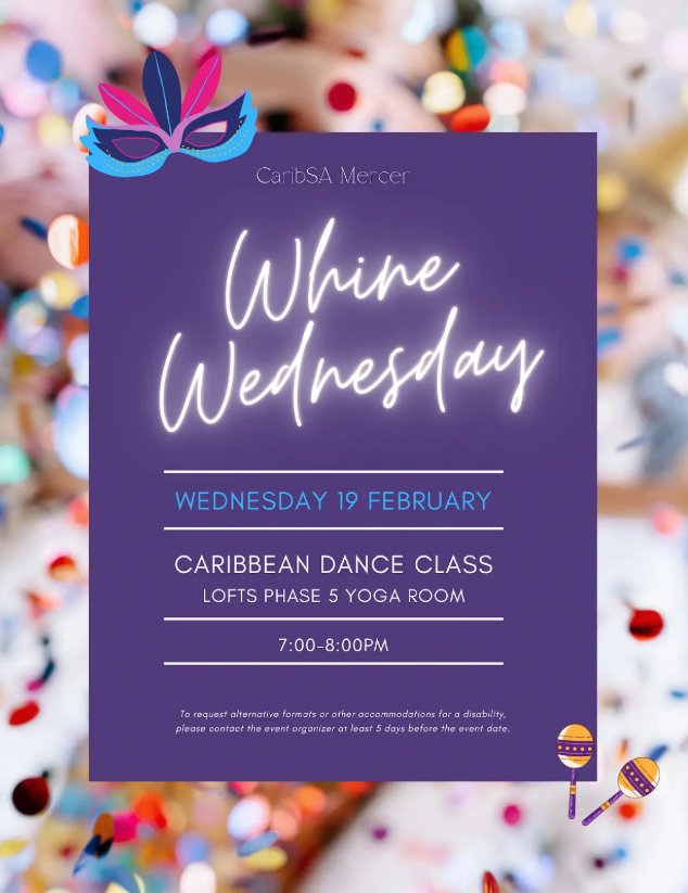 Promotional flyers for Whine Wednesday, a Caribbean dance class.