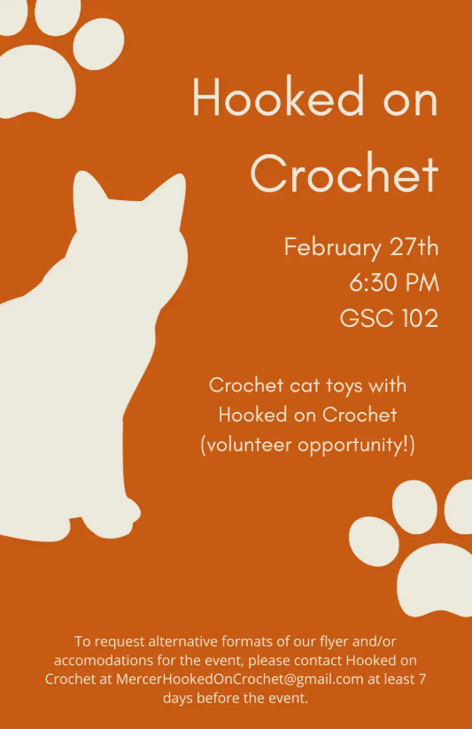 Promotional poster for Hooked on Crochet event.