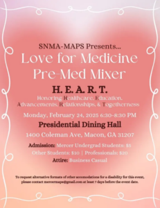 Promotional flyer for Love for Medicine Pre Med Mixer.