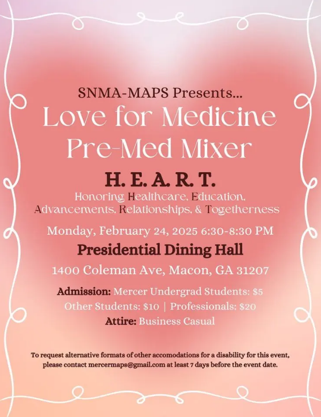 Promotional flyer for Love for Medicine Pre Med Mixer.