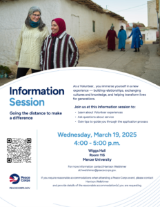 Promotional flyer for a Peace Corps information session.