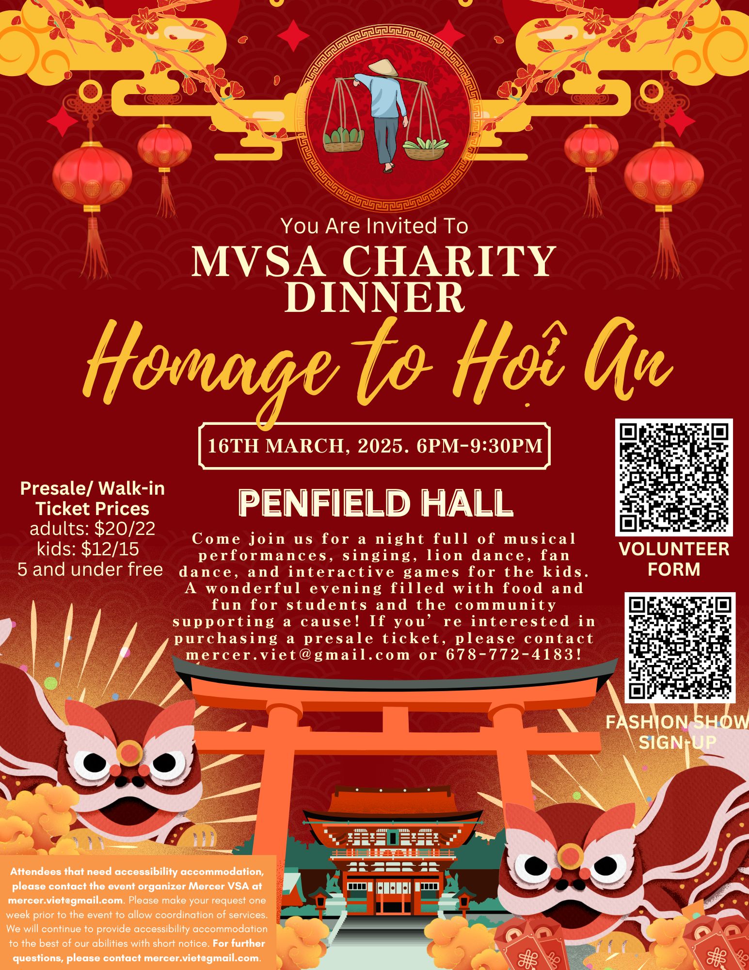 Promotional flyer for the MVSA Charity Dinner.