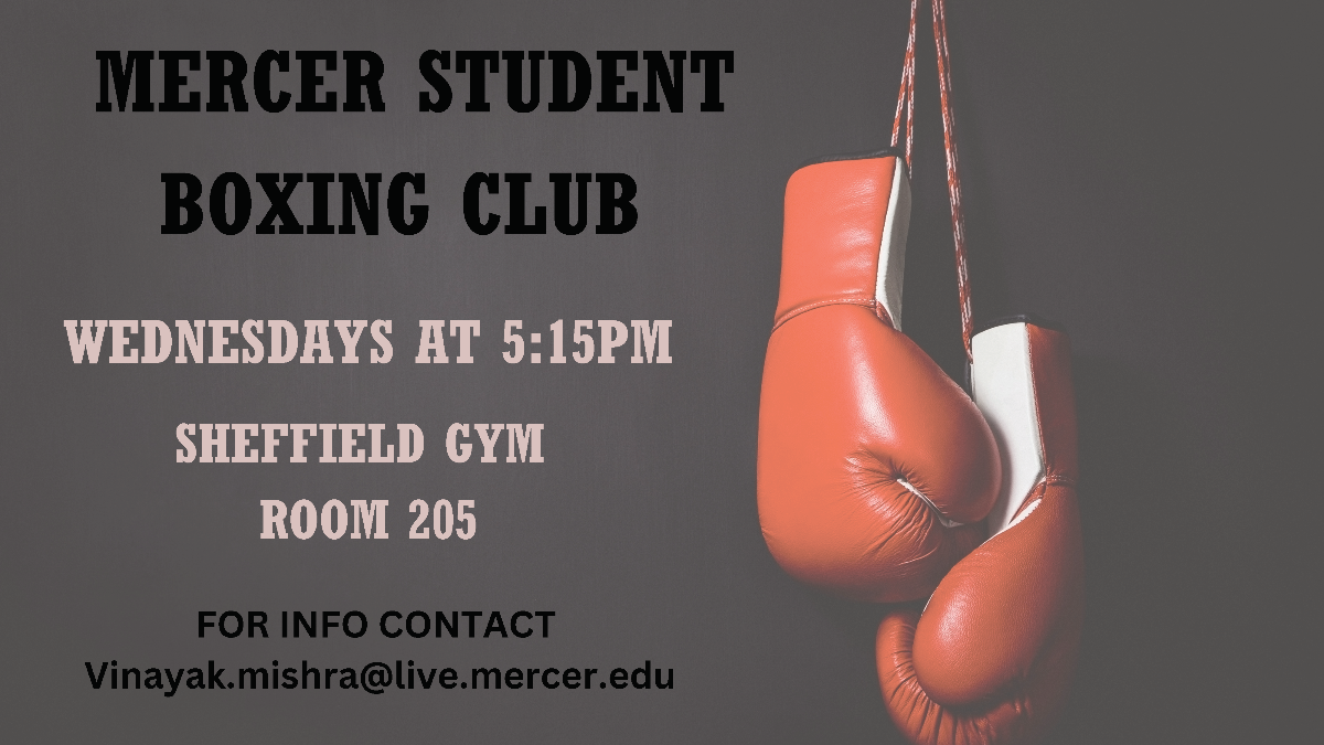 Promotional poster for the Mercer Student Boxing Club.