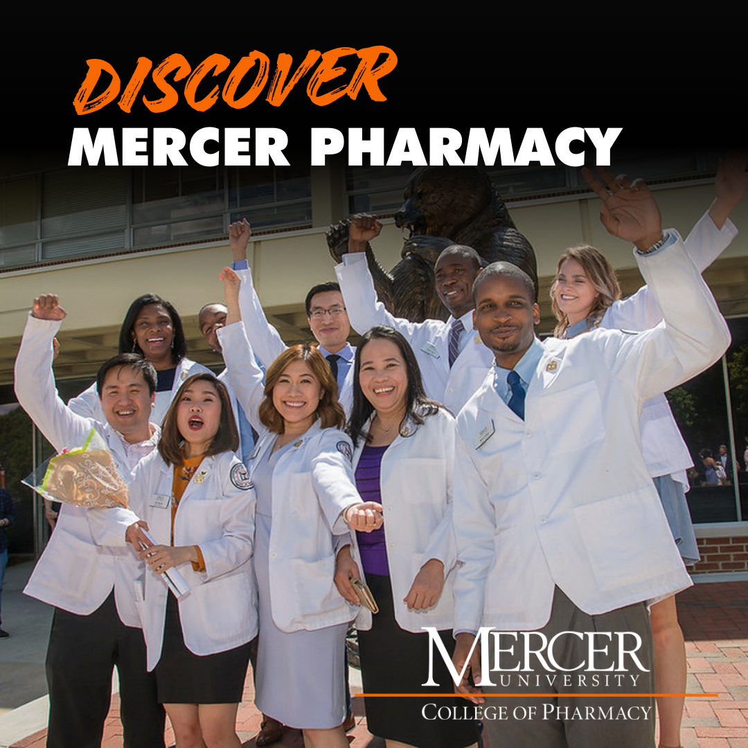 Promotional graphic promoting Discover Mercer Pharmacy.
