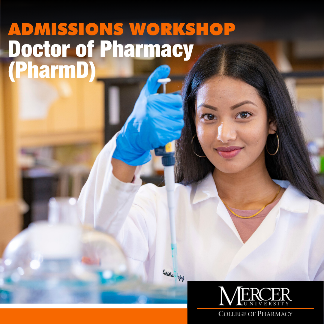 A Mercer pharmacy student works in a lab.