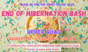 Promotional graphic for the End of Hibernation Bash.