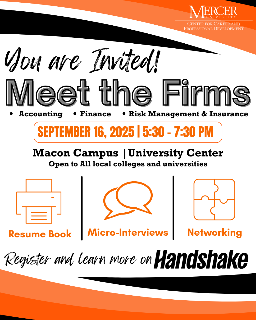 Promotional flyer for Meet the Firms.