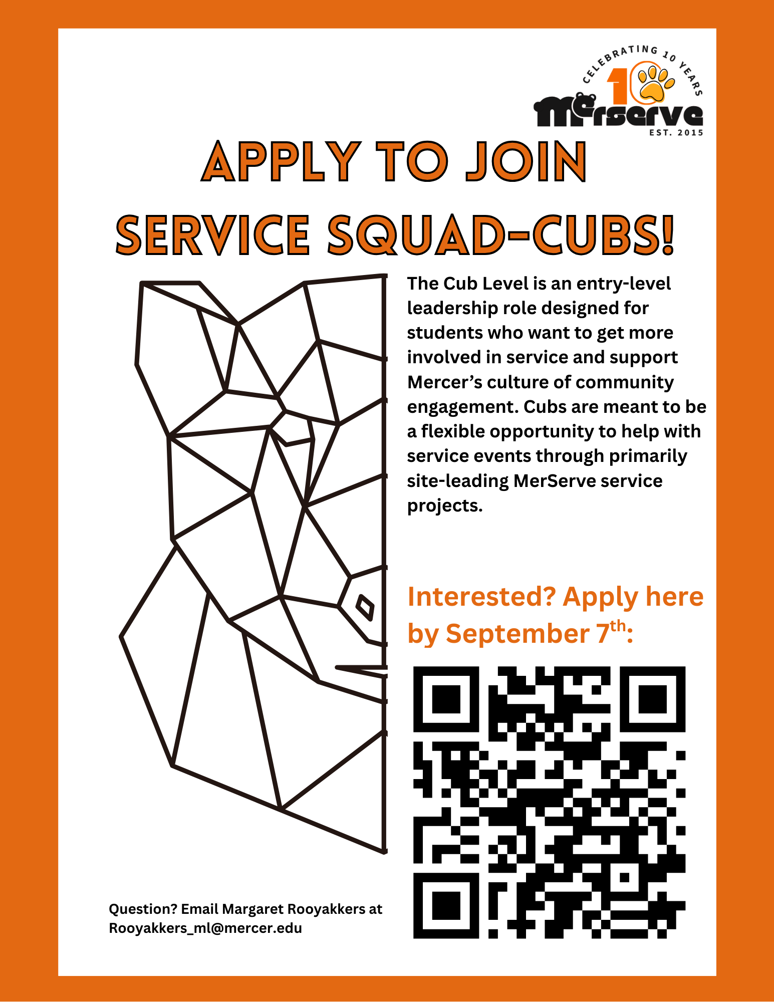 Promotional flyer for MerServe service squad cubs.