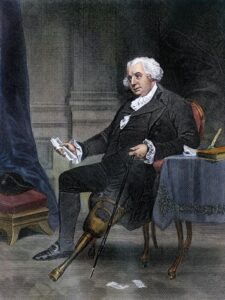 Portrait of a Constitution-era man with a peg leg.