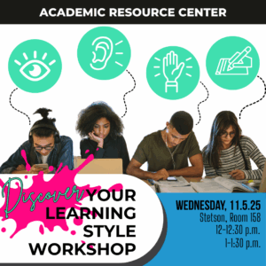 Promotional graphic for Academic Resource Center workshop.