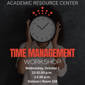 Promotional graphic for time management workshop