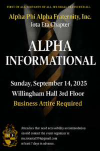 Promotional flyer for the Alpha Informational event.