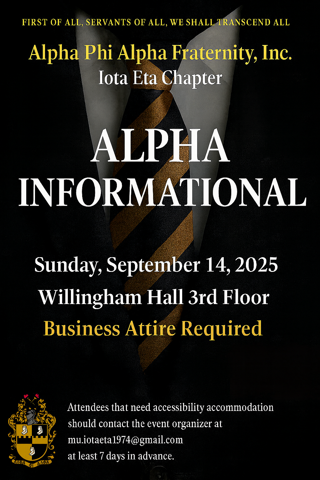 Promotional flyer for the Alpha Informational event.