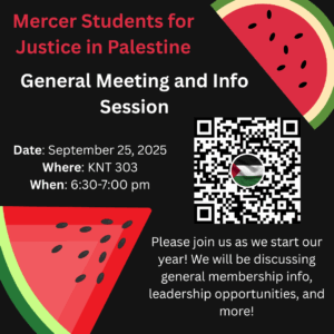 Promotional flyer for general meeting and info session.