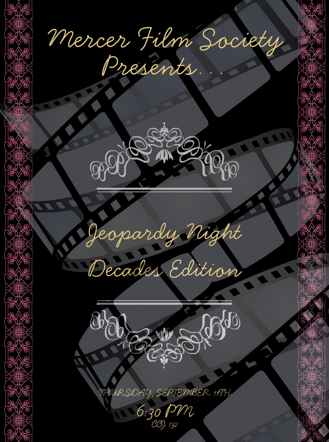 Promotional flyer for Jeopardy night.