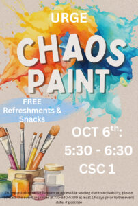 Promotional poster for URGE Chaos Painting event.