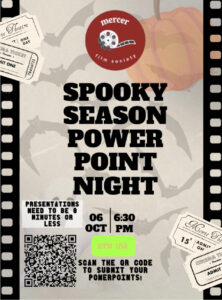 Promotional flyer for Spooky Season PowerPoint Night