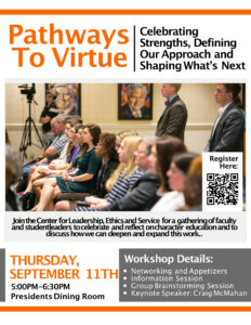 Promotional poster for Pathways to Virtue event.
