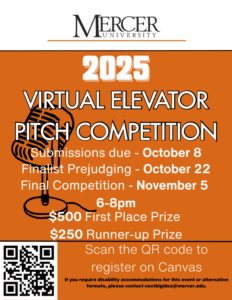 Promotional flyer for Virtual Elevator Pitch Competition.