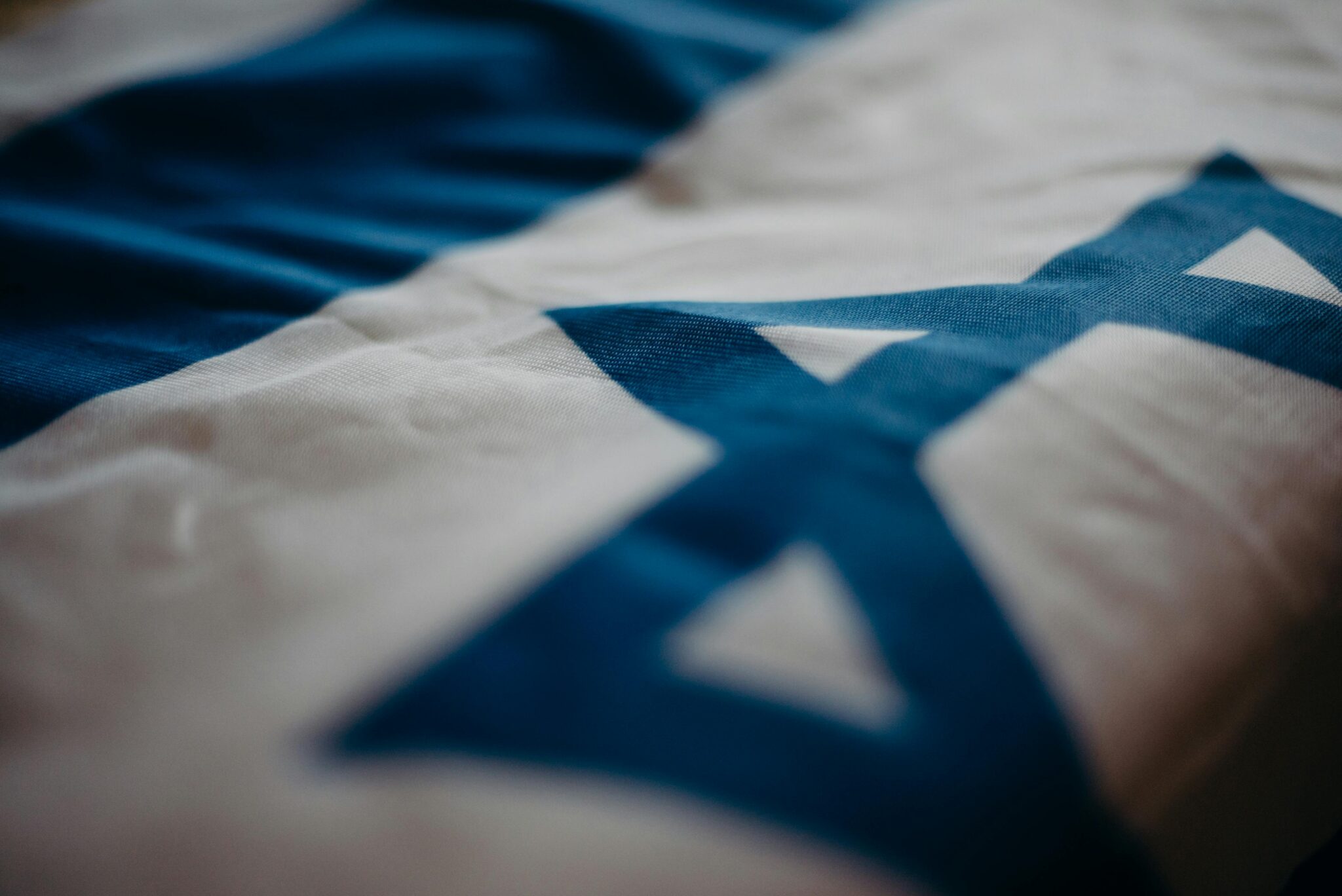 Close up of the flag of Israel.