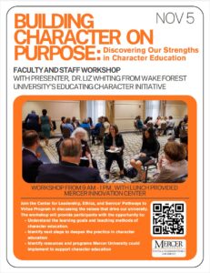 Promotional poster for Building Character on Purpose workshop.