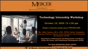 Promotional flyer for technology internship workshop.
