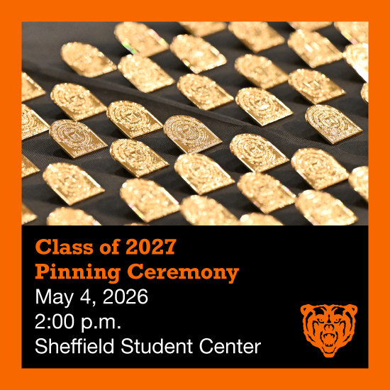 Promotional graphic for the Class of 2027 Pinning Ceremony.
