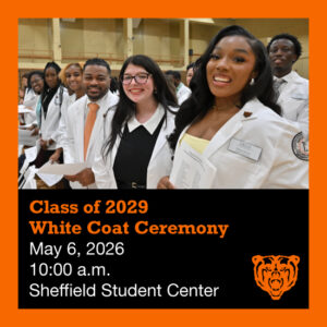 Promotional graphic for Class of 2029 White Coat Ceremony.