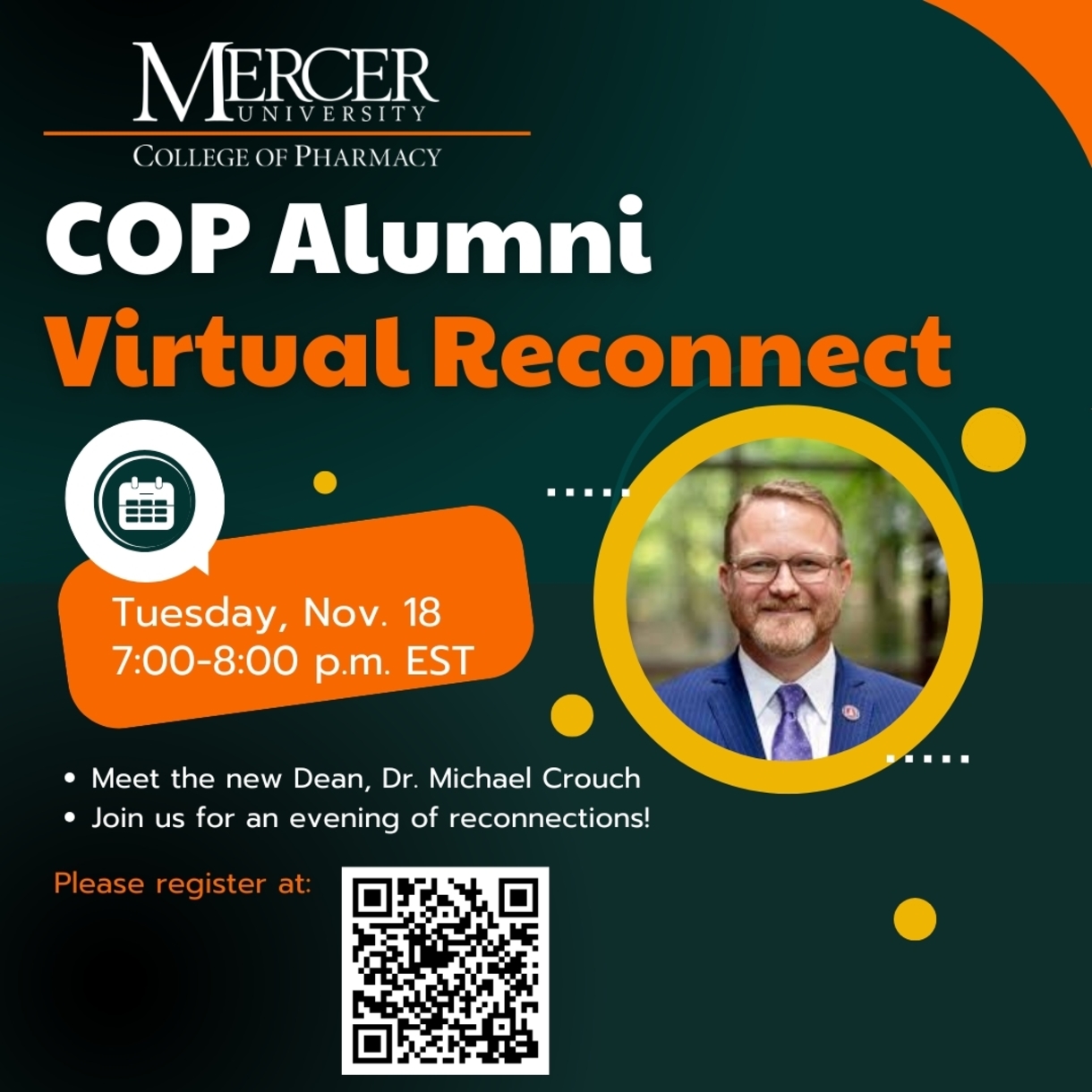 Promotional flyer for COP Alumni Virtual Reconnect